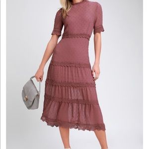 Lulu’s - Dreaming of You Mauve Purple Swiss Dot